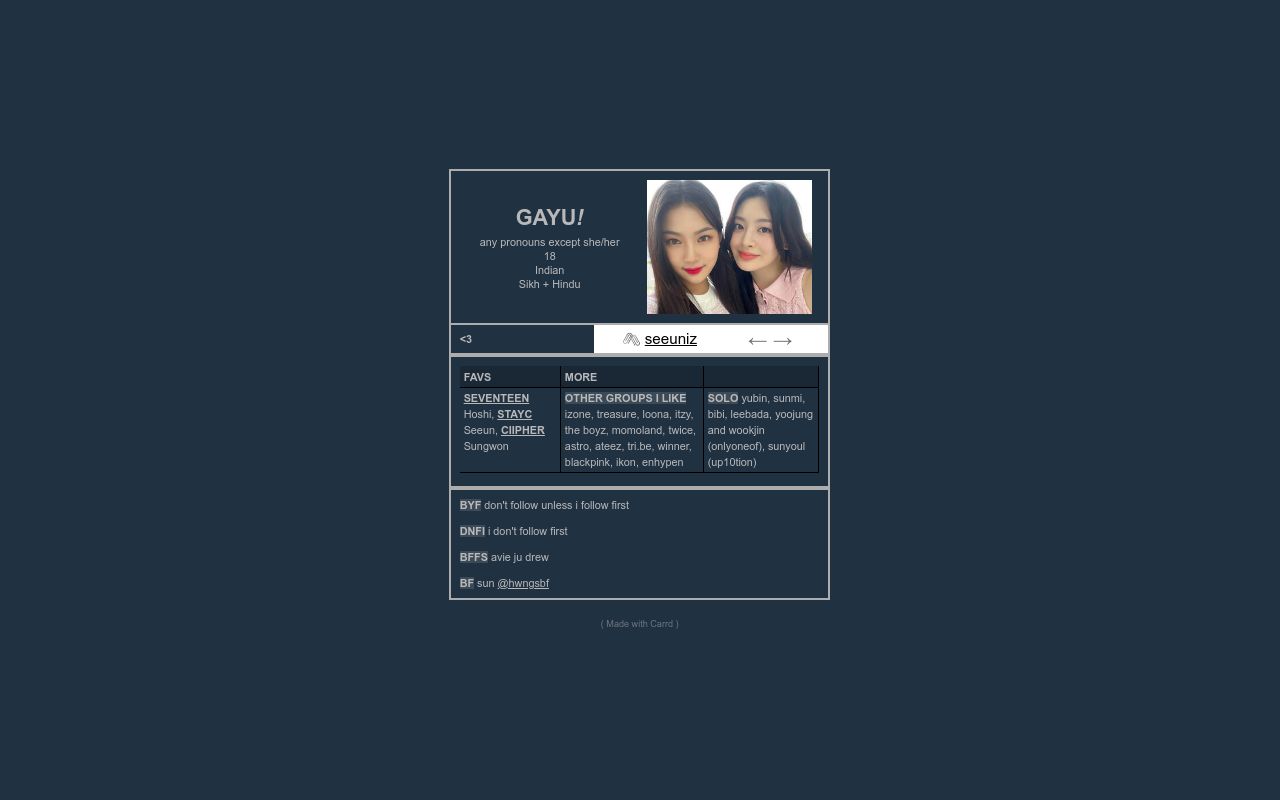 Carrd profile picture for @gayu